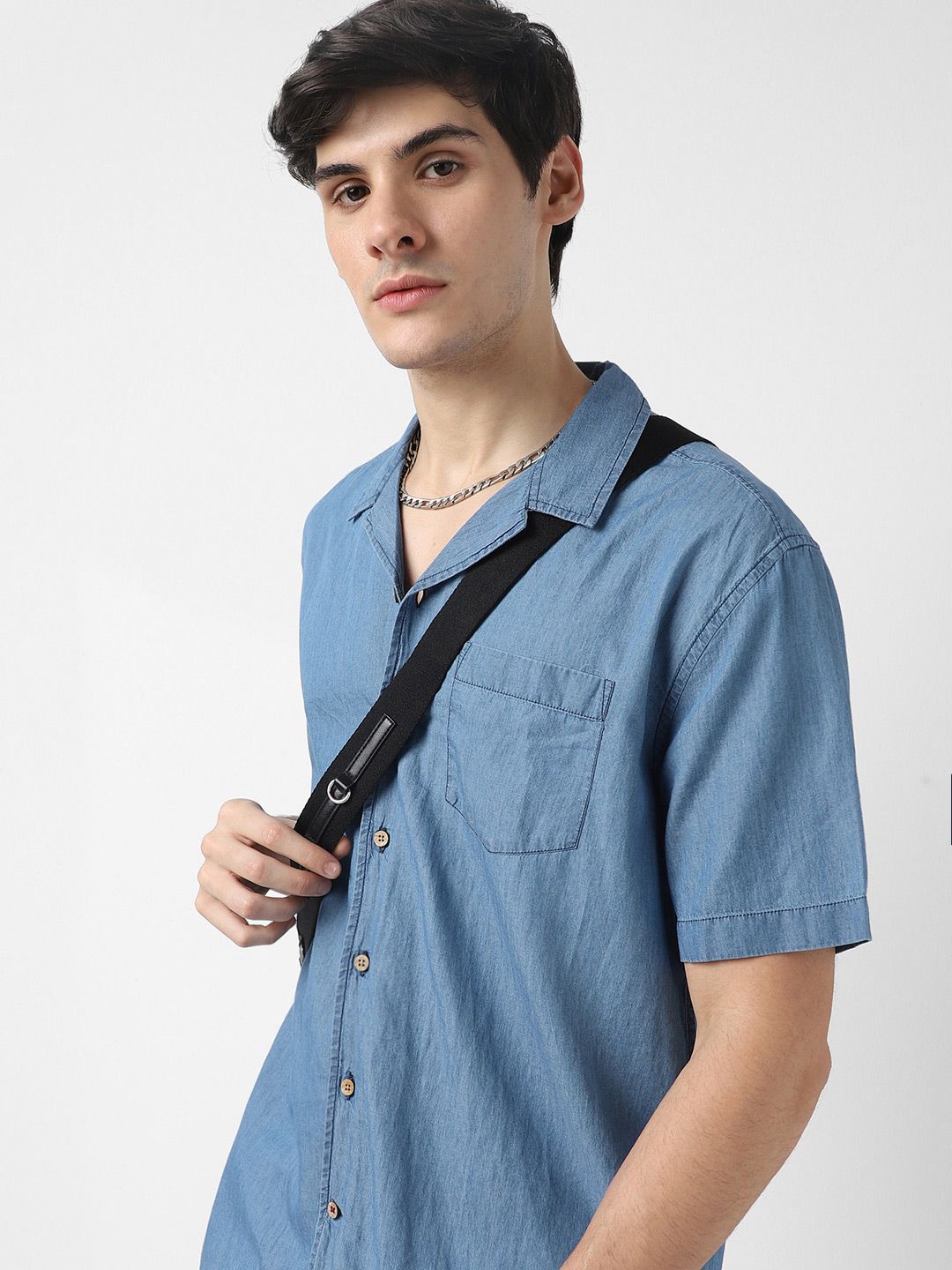 VASTRADO Cuban Collar Cotton Oversized Casual Shirt