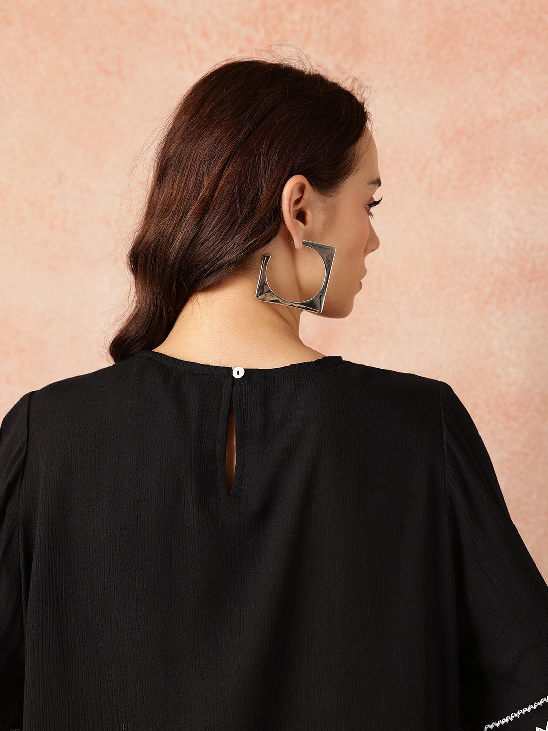 all about you Embroidered Flared Sleeve Top