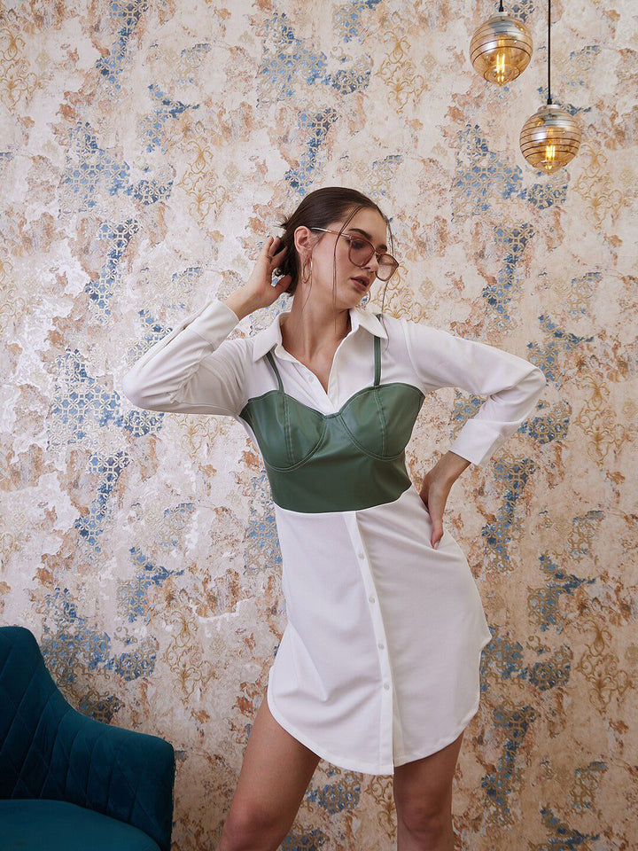 Athena Shirt Collar A-Line Party Mini Dress