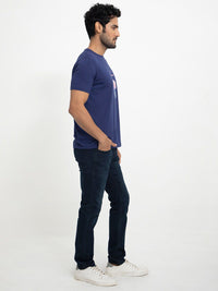 RARE RABBIT Men Cubana Graphic Printed Slim Fit Cotton T-Shirt