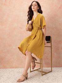 all about you V-Neck Pleated Wrap Dress