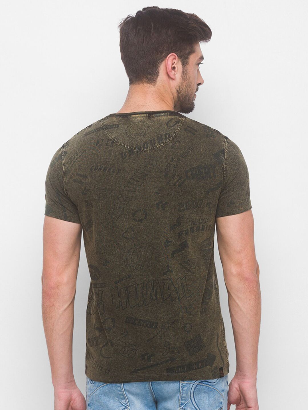 Being Human Men Green Typography T-shirt