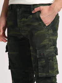 THE BEAR HOUSE Men Camouflage Printed Mid-Rise Regular Fit Cargos Trousers
