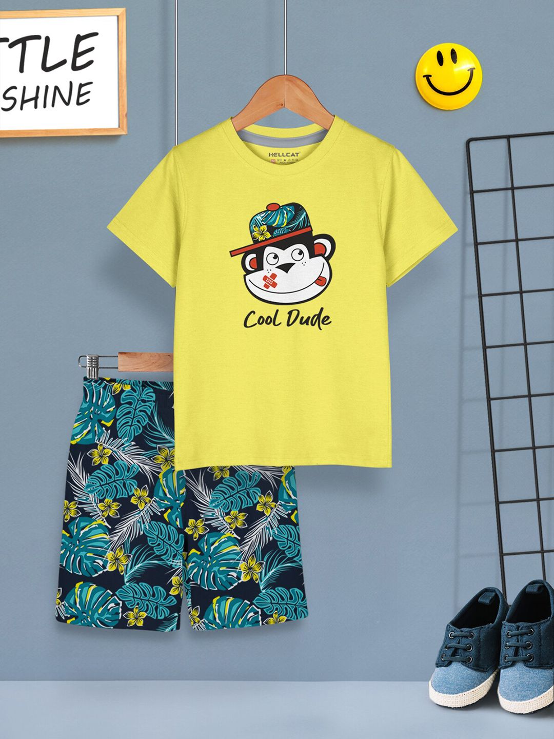 HELLCAT Boys Pack Of 2 Printed T-shirt with Shorts