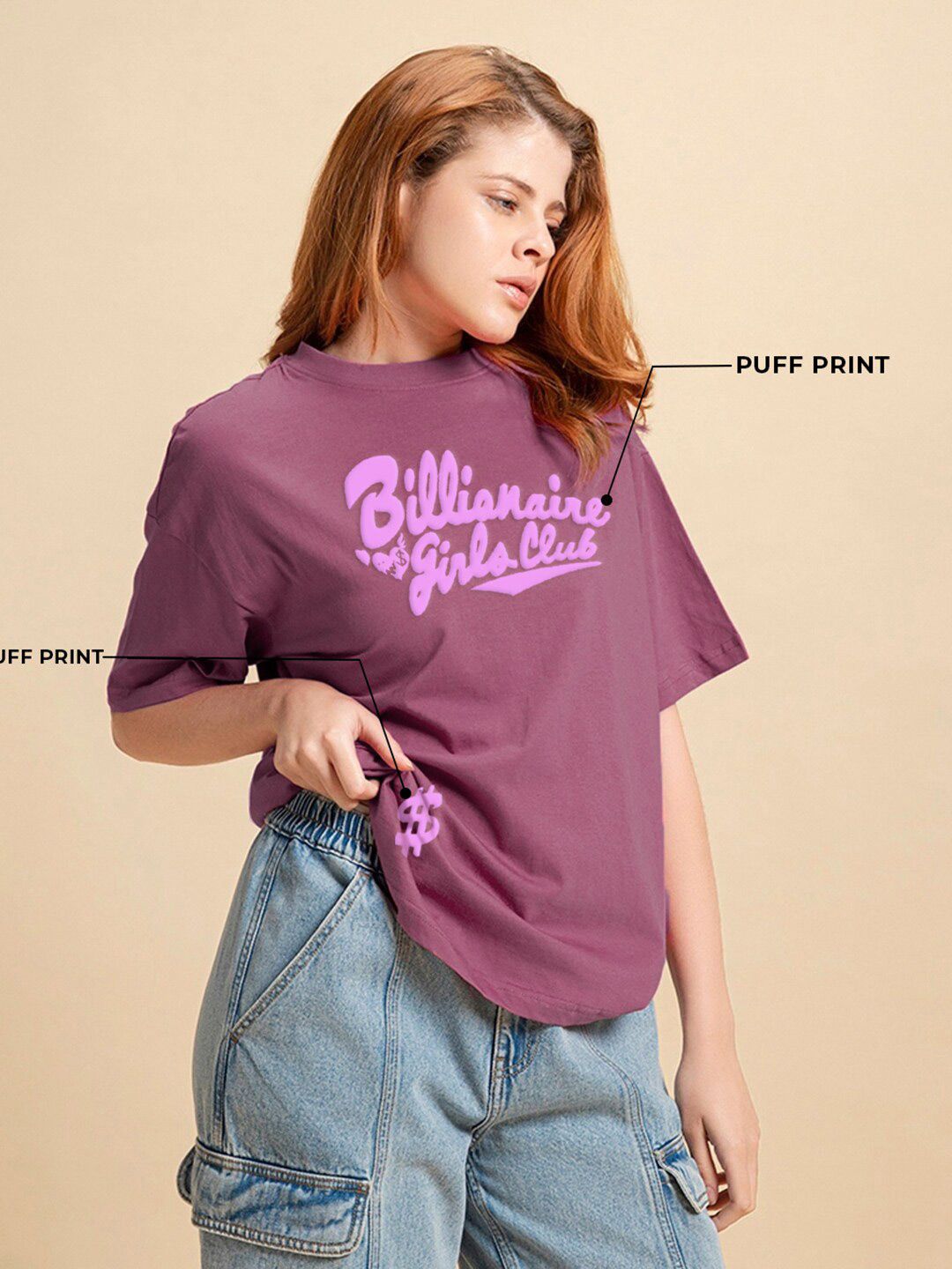 Bewakoof Graphic Printed Drop-Shoulder Sleeves Oversized Pure Cotton T-shirt