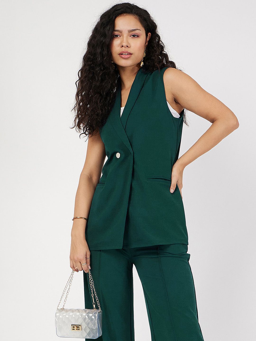 SASSAFRAS Single-Breast Sleeveless Longline Blazer