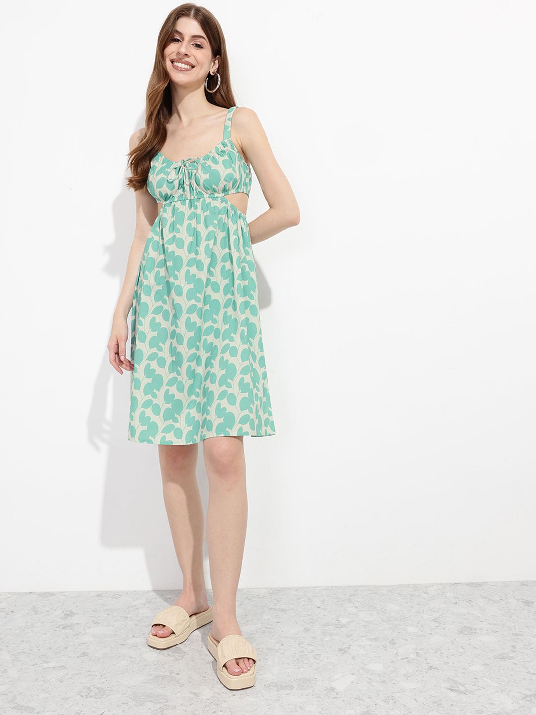 DressBerry Earthy Elegance Waist Cut-Out A-Line Dress