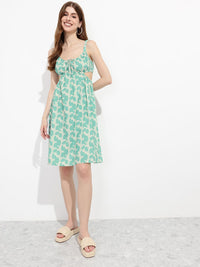 DressBerry Earthy Elegance Waist Cut-Out A-Line Dress