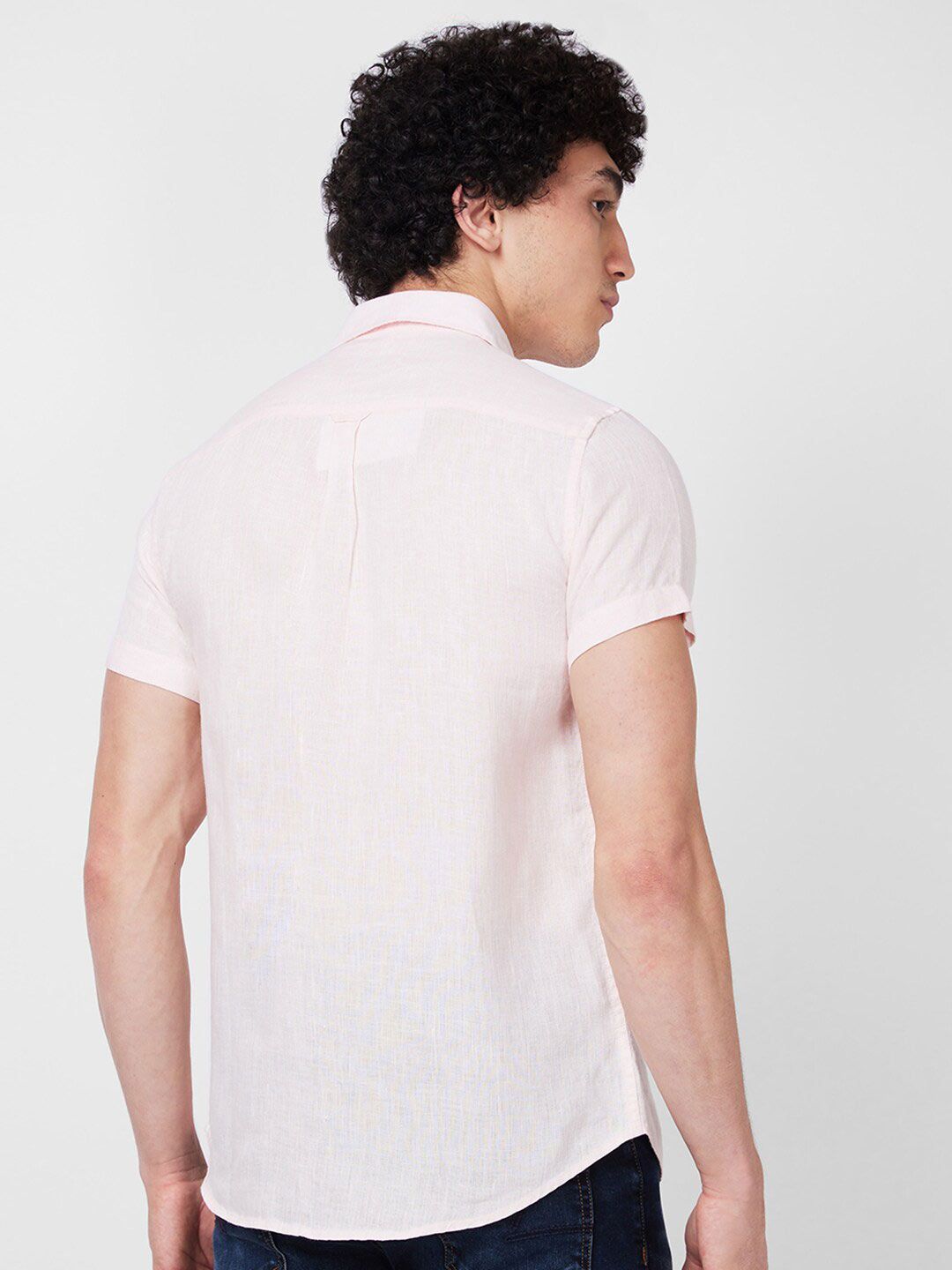 SPYKAR Spread Collar Linen Cotton Slim Fit Shirt