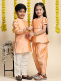 Cutiekins Girls Ethnic Motifs Embroidered Zari Kurta With Dhoti Pants