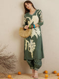 Indo Era Floral Printed V-Neck Sequinned Straight Kurta with Salwar