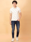 Being Human Men Floral Printed Polo Collar Applique T-shirt