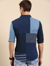 Being Human Men Pure Cotton Slim Fit Colourblocked Casual Shirt