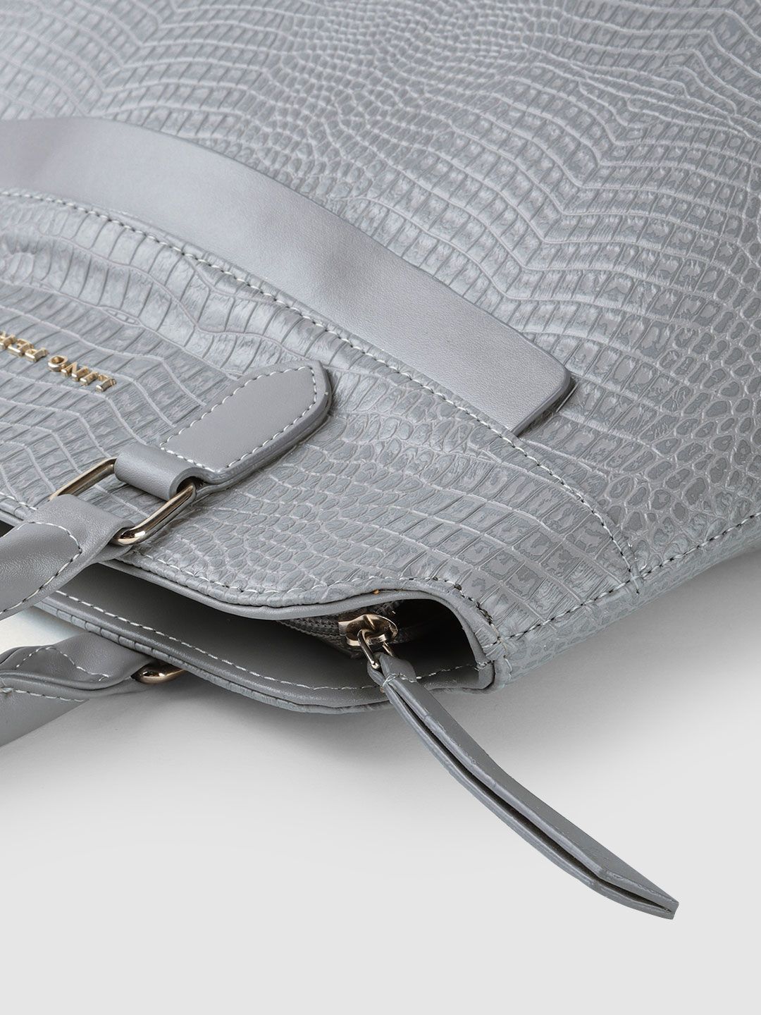 Lino Perros Grey Snakeskin Textured Structured Handheld Bag