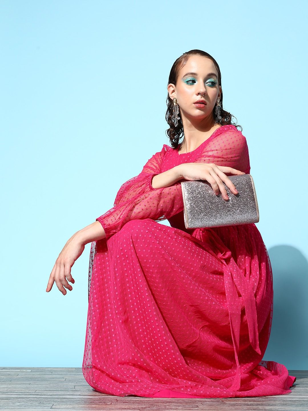 Berrylush Women Pink Solid Belted Details Dress