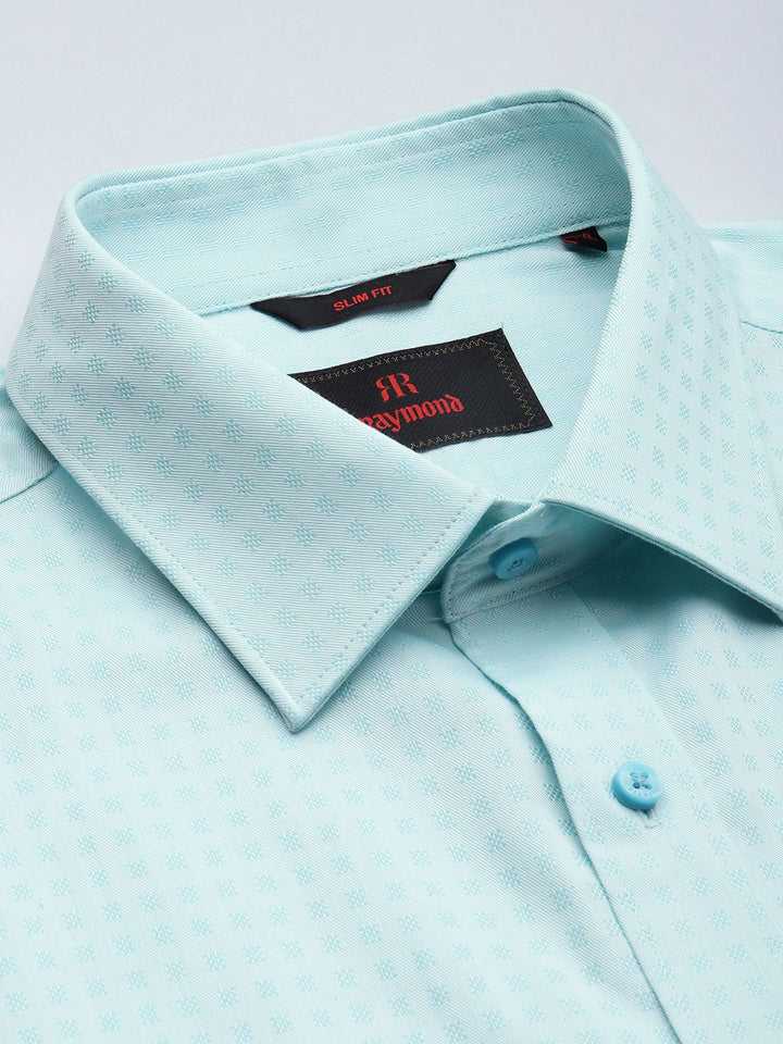 Raymond Pure Cotton Self Design Textured Slim Fit Formal Shirt