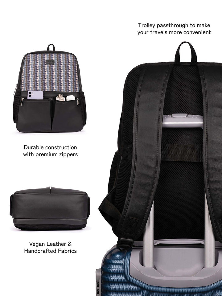 ZOUK Bombay Houndstooth Printed Backpack with Compression Straps Up to 16 inch