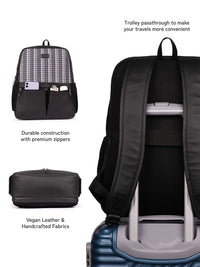 ZOUK Bombay Houndstooth Printed Backpack with Compression Straps Up to 16 inch