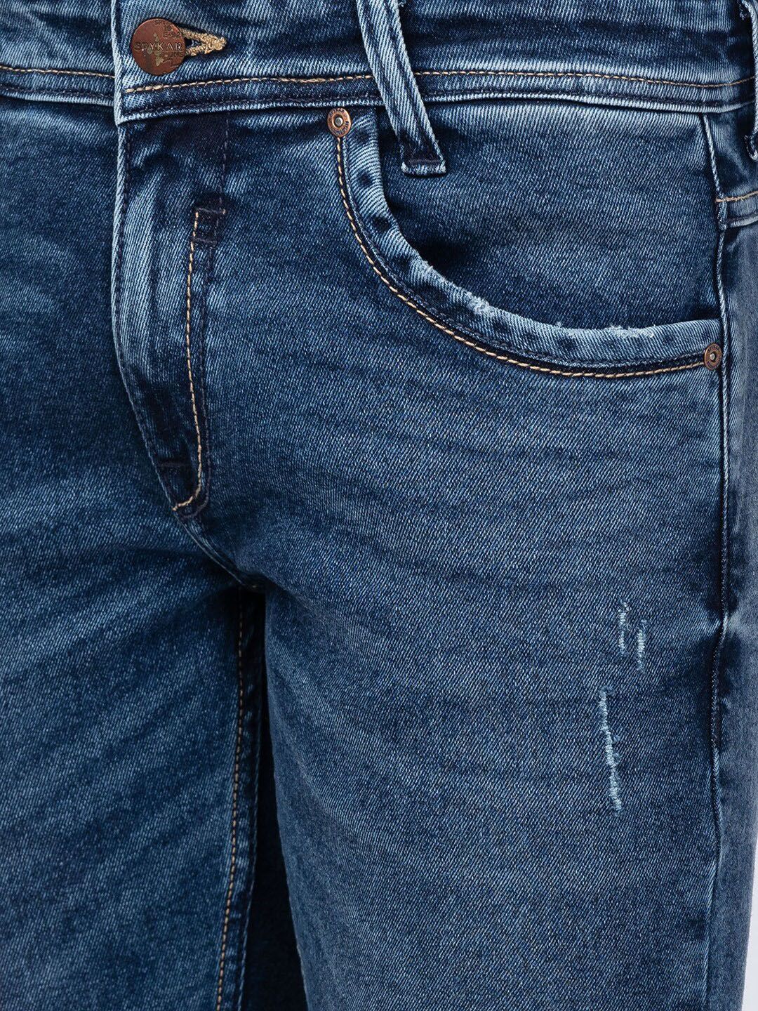 SPYKAR Men Tapered Fit Low Distress Light Fade Stretchable Cotton Jeans