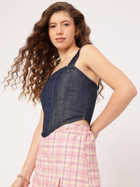 DressBerry Rustic Romance Chambray Corset Crop Top