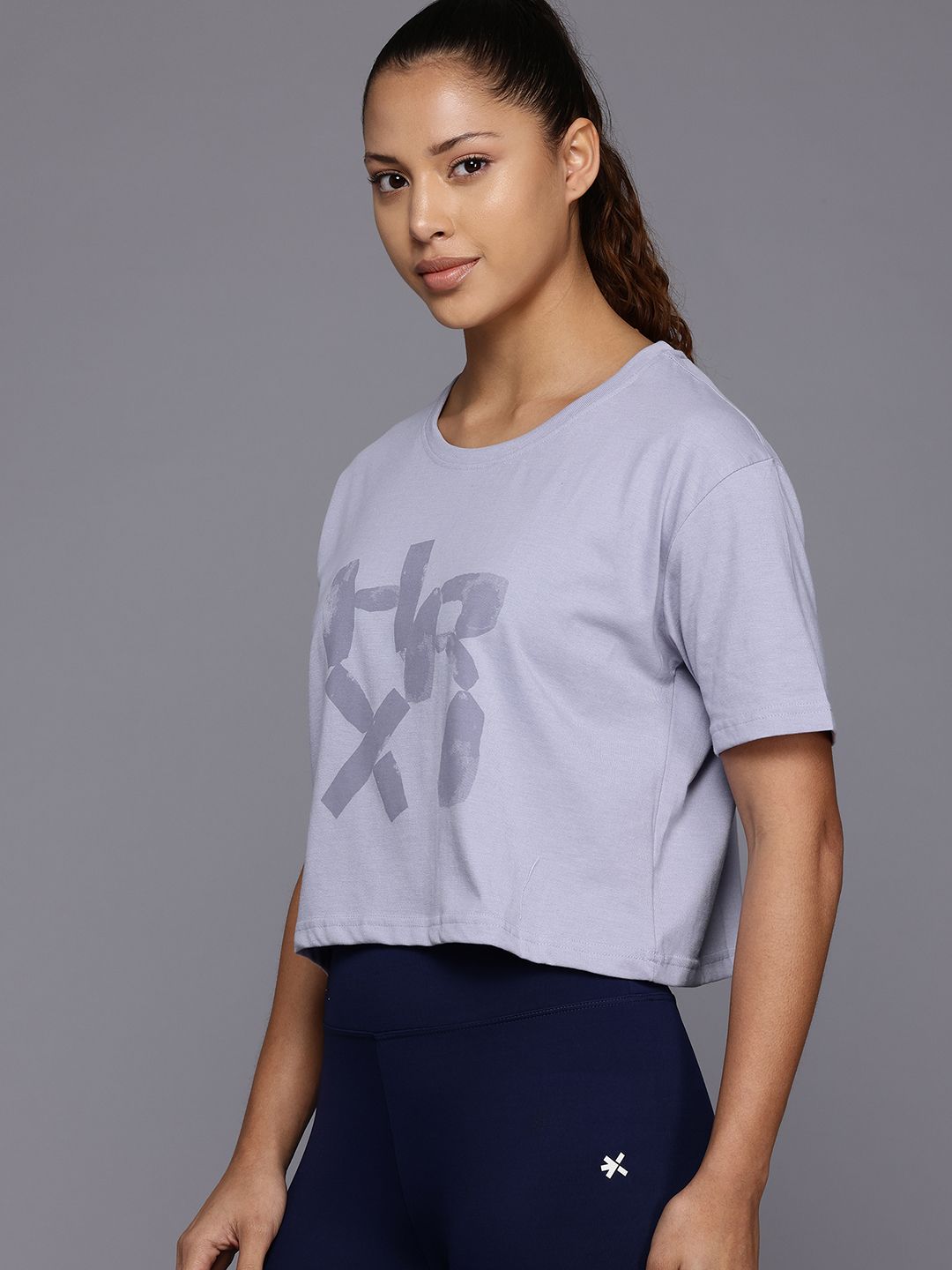 HRX by Hrithik Roshan Brand Logo Print Boxy Yoga T-shirt