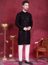 Jompers Geometric Embroidered Mandarin Collar Chikankari Kurta