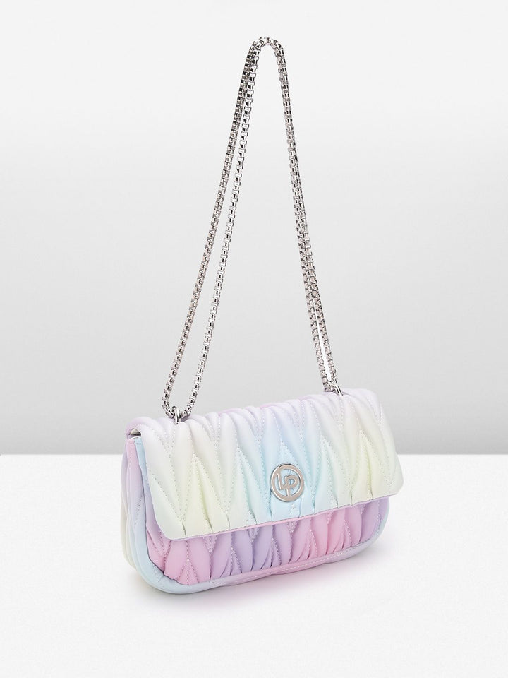 Lino Perros Women Geometric Textured Structured Sling Bag with Quilted Detail