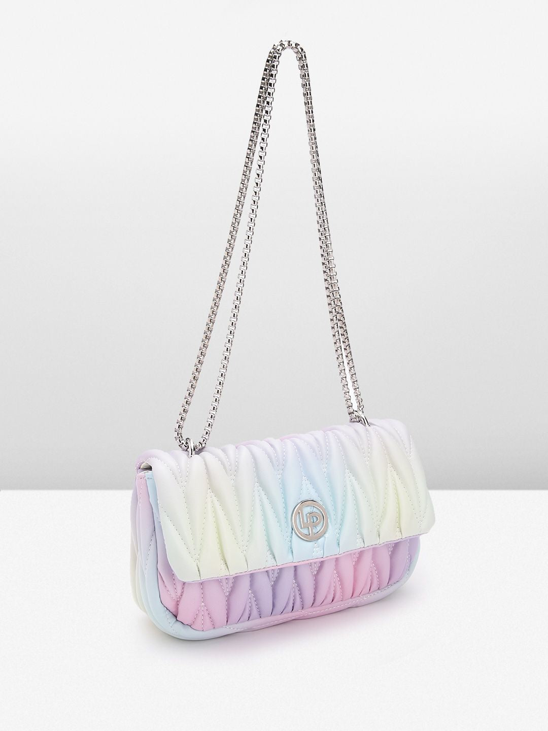 Lino Perros Women Geometric Textured Structured Sling Bag with Quilted Detail