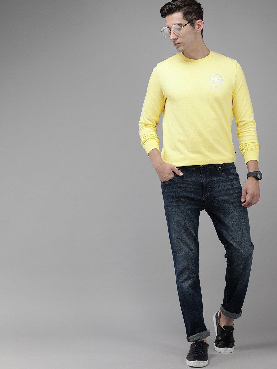 THE BEAR HOUSE Men Typography Printed Slim Fit Pure Cotton T-shirt