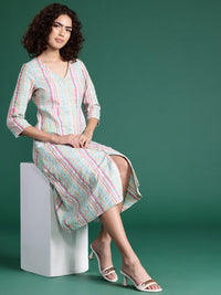 DressBerry Striped A-Line Midi Dress