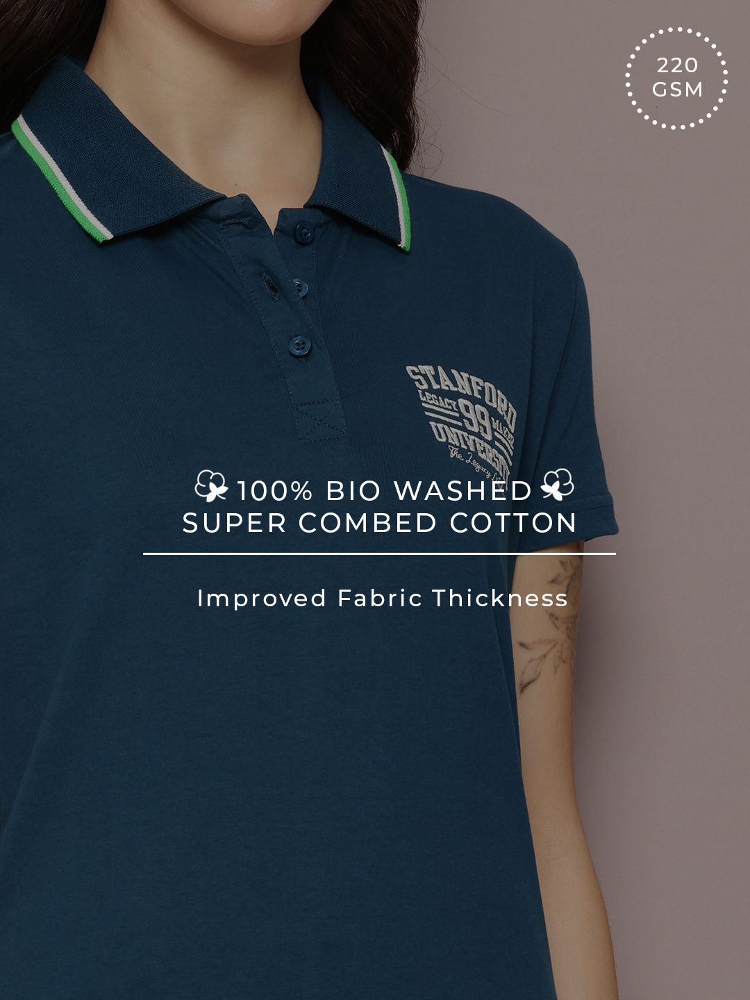 DILLINGER Women's Regular Fit Badge Embroidery Polo Tshirt