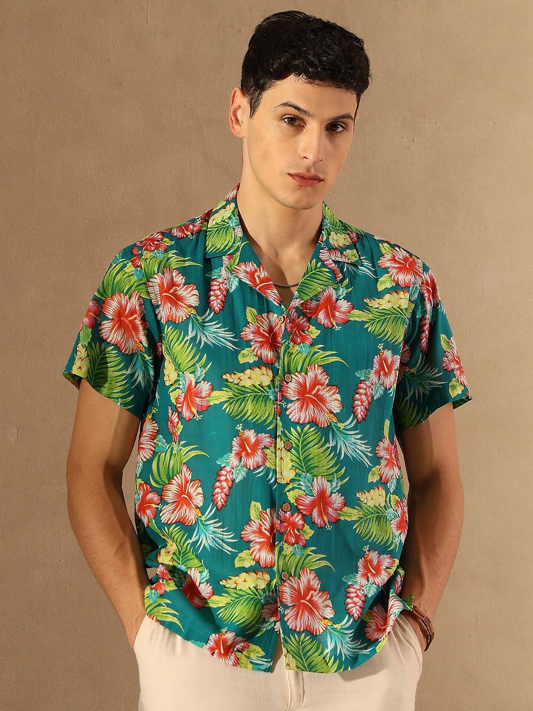 DENNISON Floral Printed Lightweight Oversized Shirt