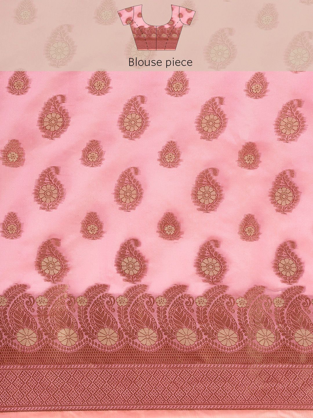 Saree mall Pink Paisley Silk Blend Banarasi Saree