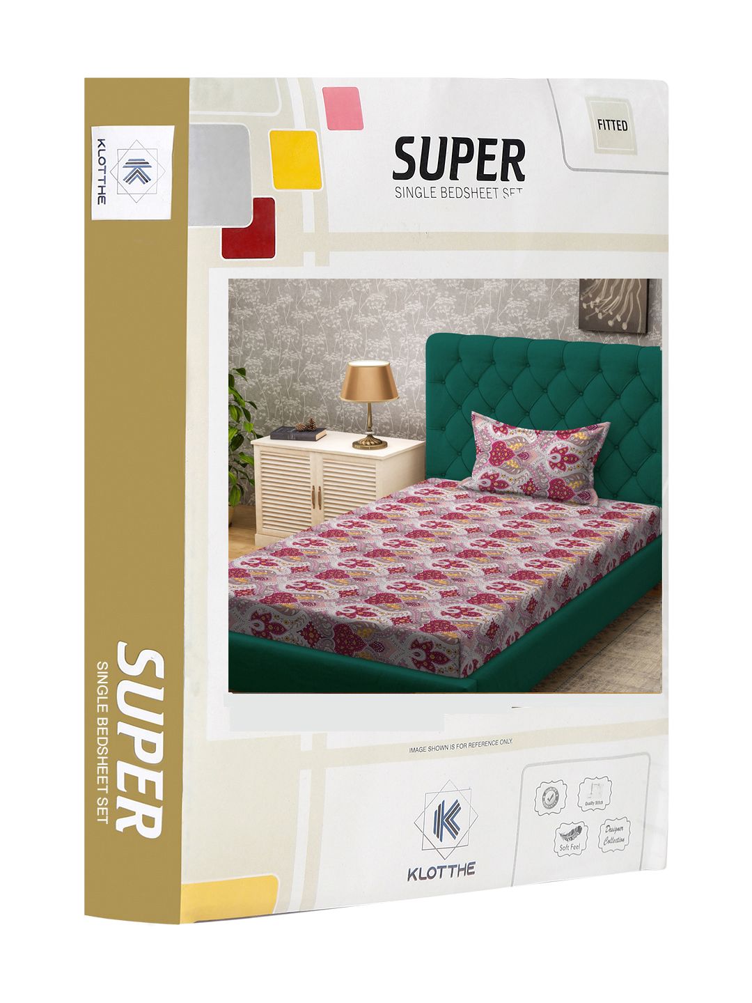 KLOTTHE Motif Etnik Merah Jambu & Beige Dicetak 300 TC Cadar Dilengkapi Tunggal Dengan Sarung Bantal
