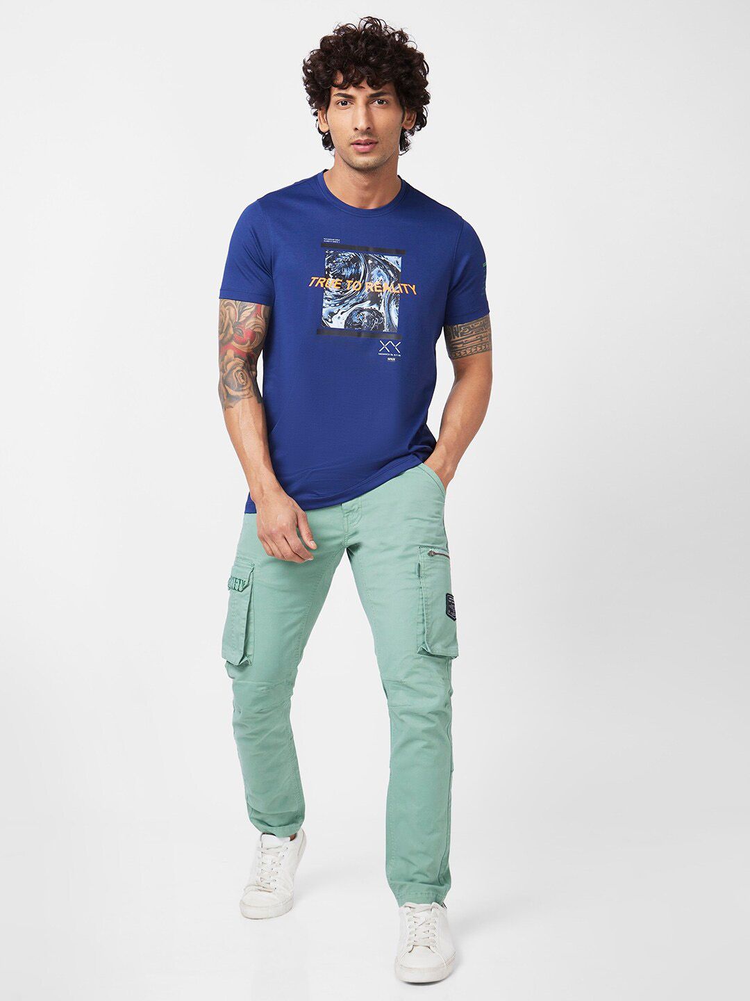 SPYKAR Graphic Printed Slim Fit Cotton T-shirt