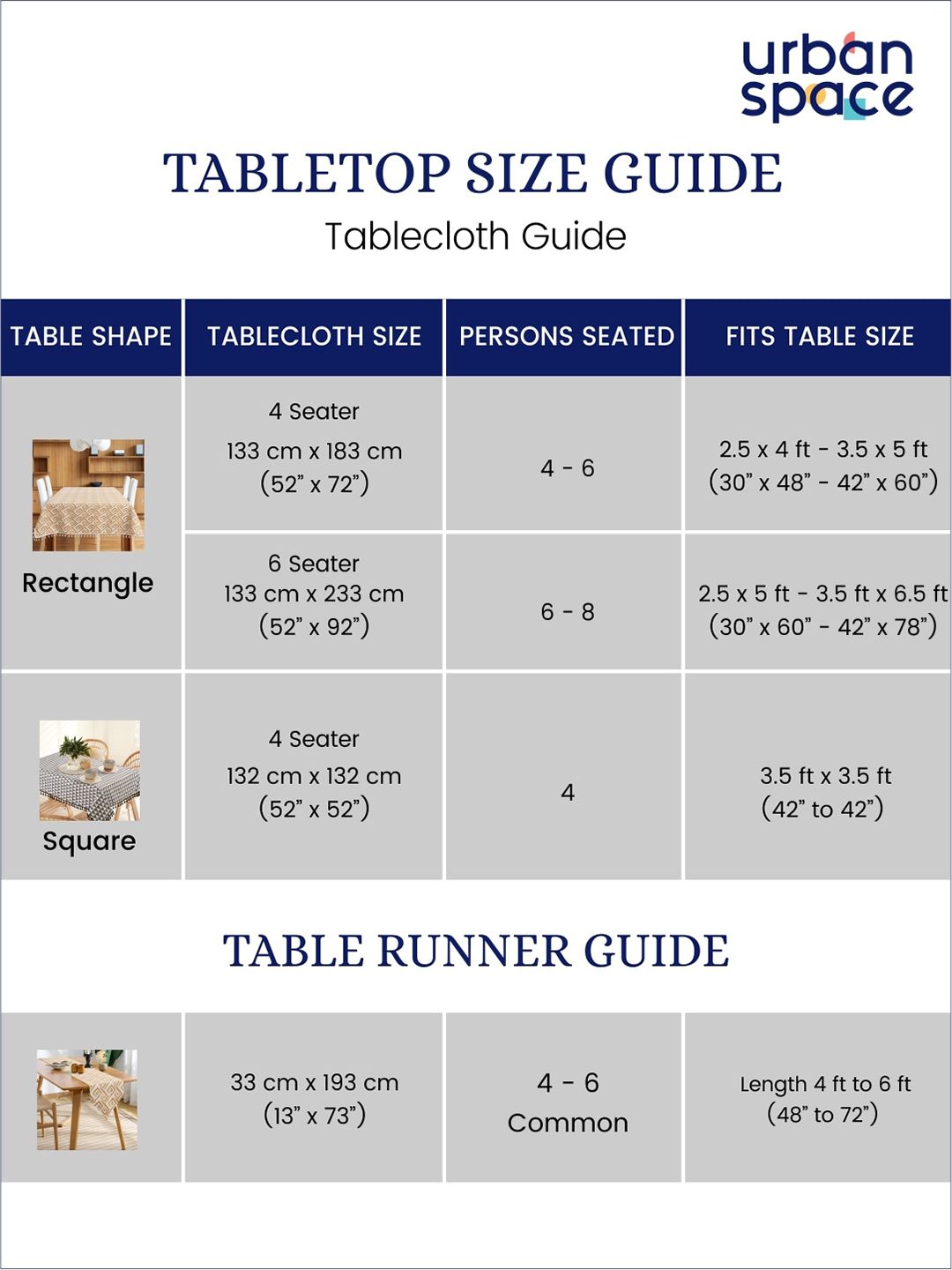 URBAN SPACE Grey & Blue Geometric Printed 6-Seater Cotton Table Runner