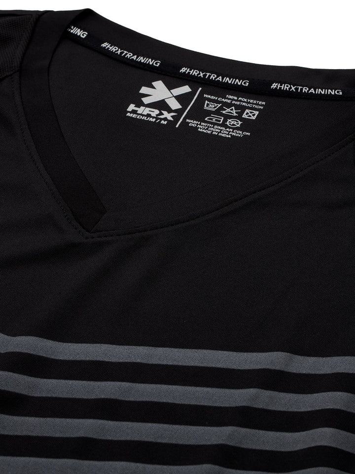 HRX by Hrithik Roshan Geometric Printed V-Neck Rapid-Dry Training T-shirt