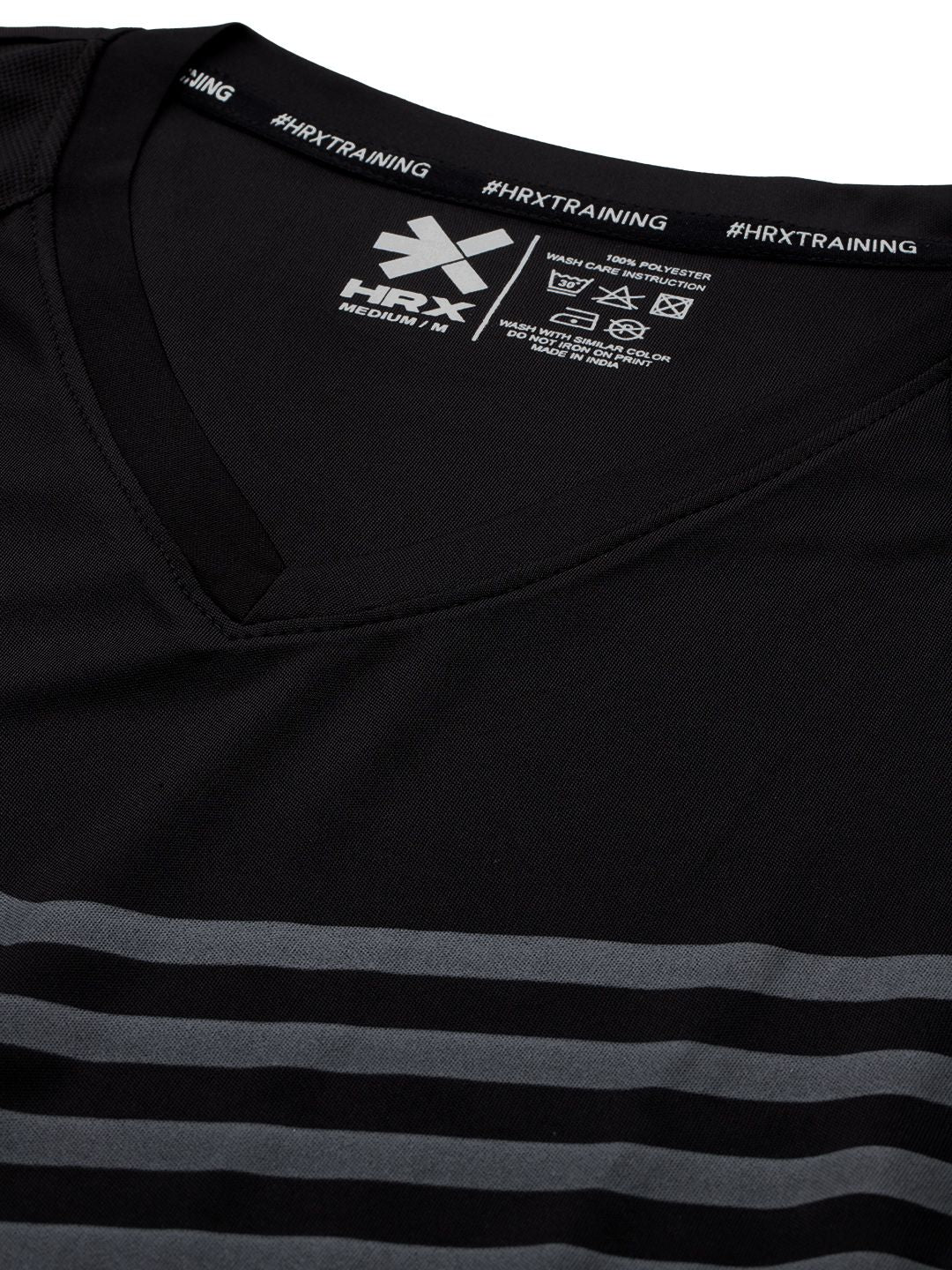 HRX by Hrithik Roshan Geometric Printed V-Neck Rapid-Dry Training T-shirt