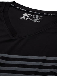 HRX by Hrithik Roshan Geometric Printed V-Neck Rapid-Dry Training T-shirt