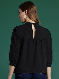 DressBerry Textured Puff Sleeve Empire Top