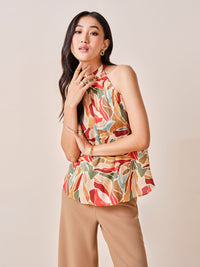 AND halter neck Printed a-line Top