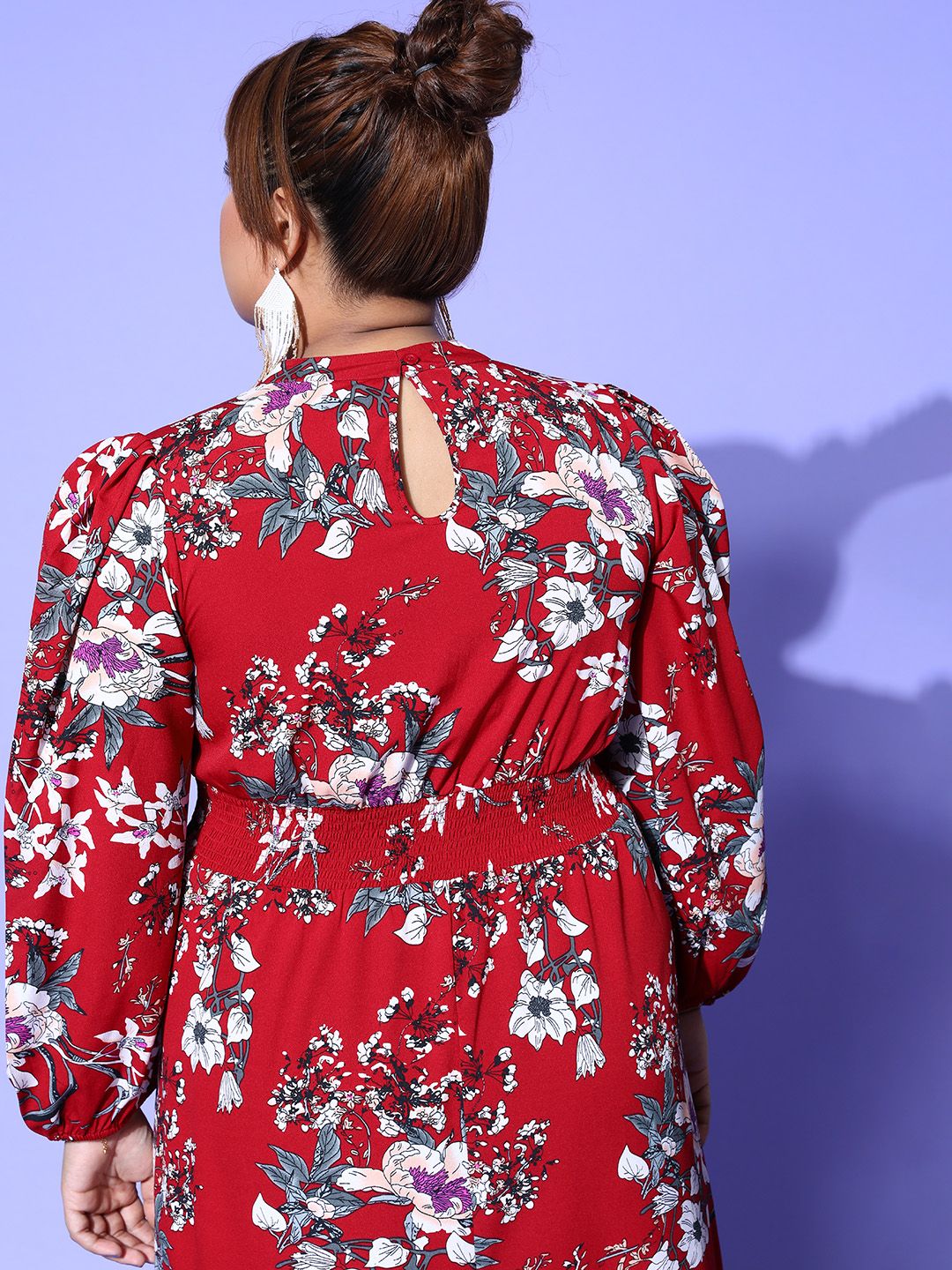 Berrylush Curve Women Red Floral Vacay Attir