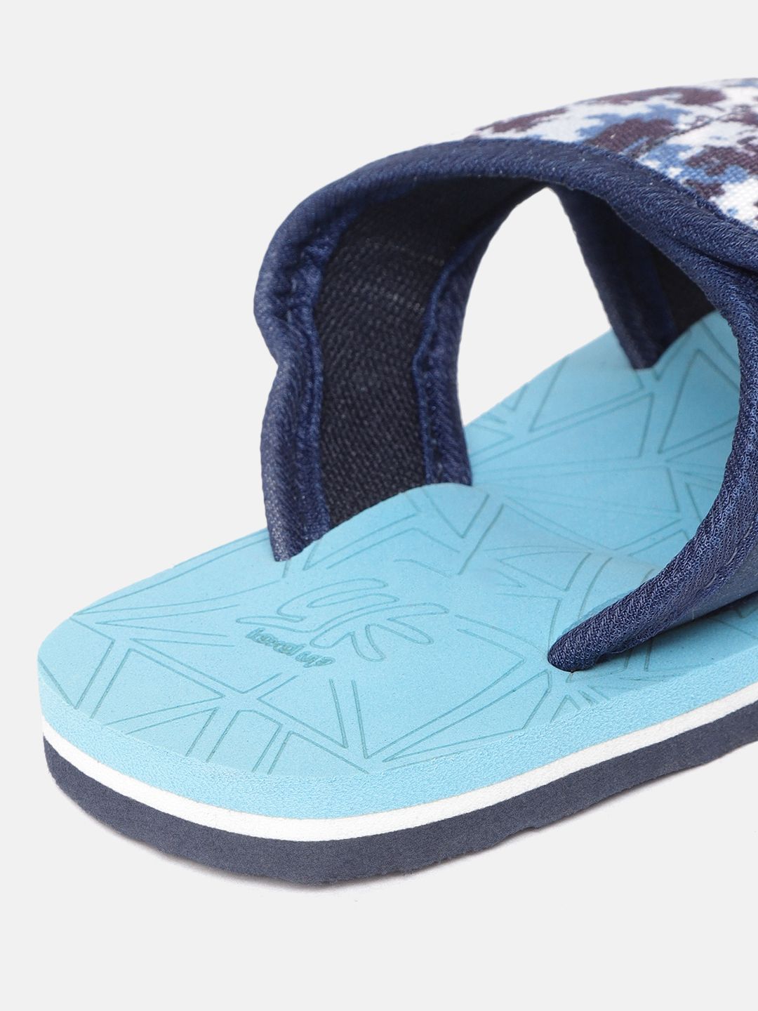 YK Boys Blue & Brown Abstract Print Sliders