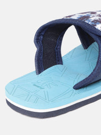 YK Boys Blue & Brown Abstract Print Sliders