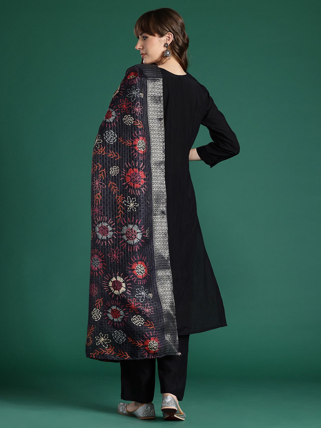 Indo Era Floral Embroidered Regular Thread Work Kurta with Trousers & With Dupatta