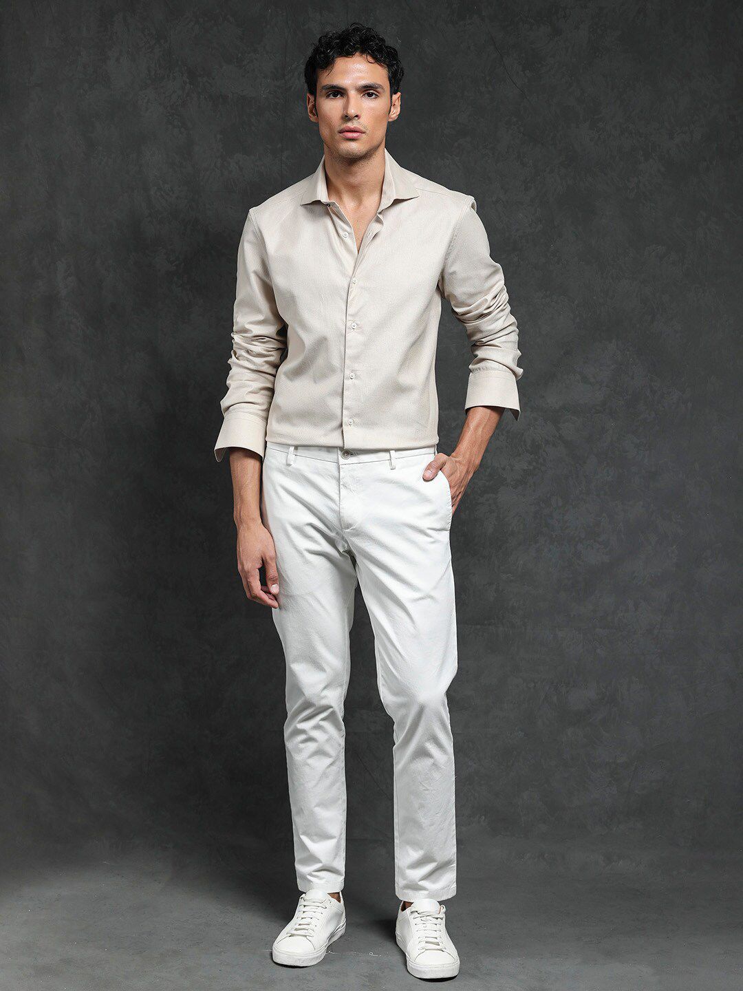 RARE RABBIT Men Comb-1 Slim Fit Textured Cotton Shirt