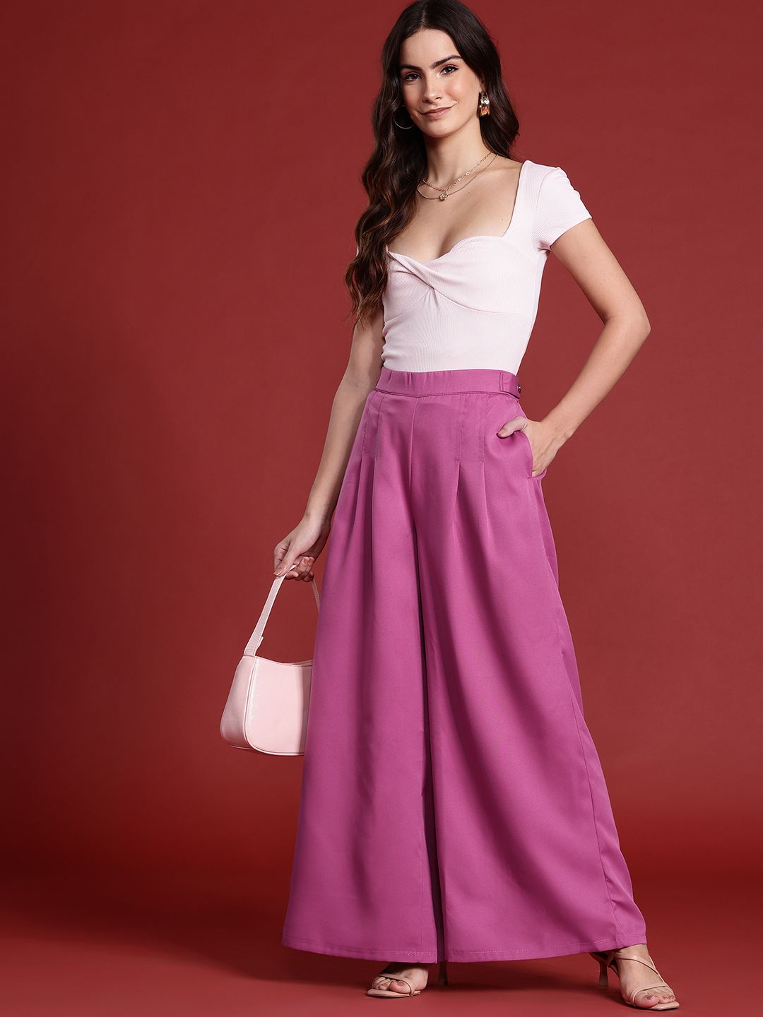 all about you Women Pleated Wide Leg Trousers