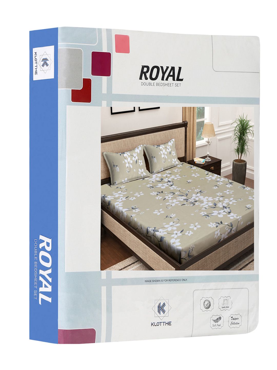 KLOTTHE Kapas Tulen 400 TC Cadar Katil King Double dengan 2 Sarung Bantal-98 x 89 inci