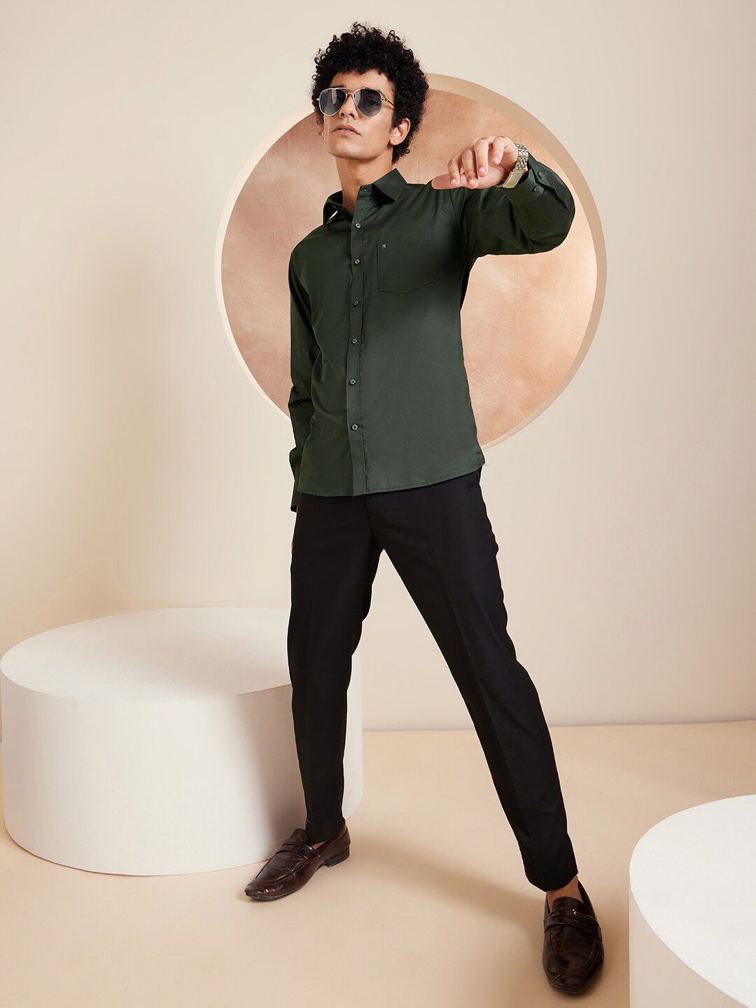 DENNISON Brand Logo Cotton Satin Shirt