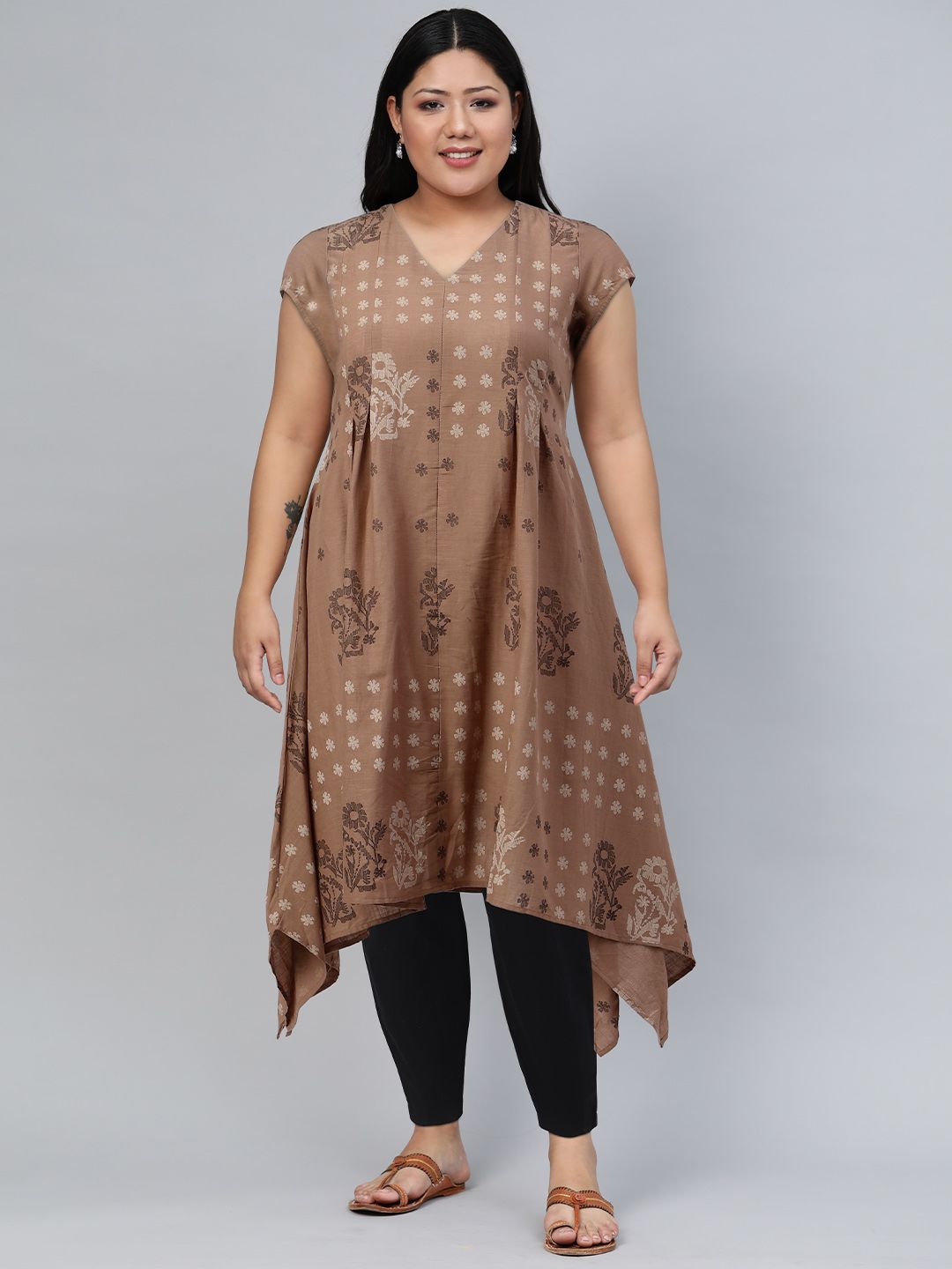 W Women Ethnic Motifs Printed Thread Work Anarkali Kurta